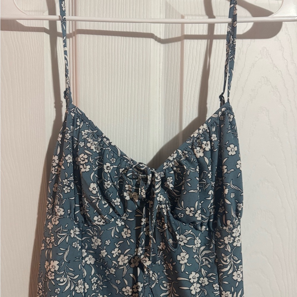 Floral Blue and White Spaghetti Strap Dress